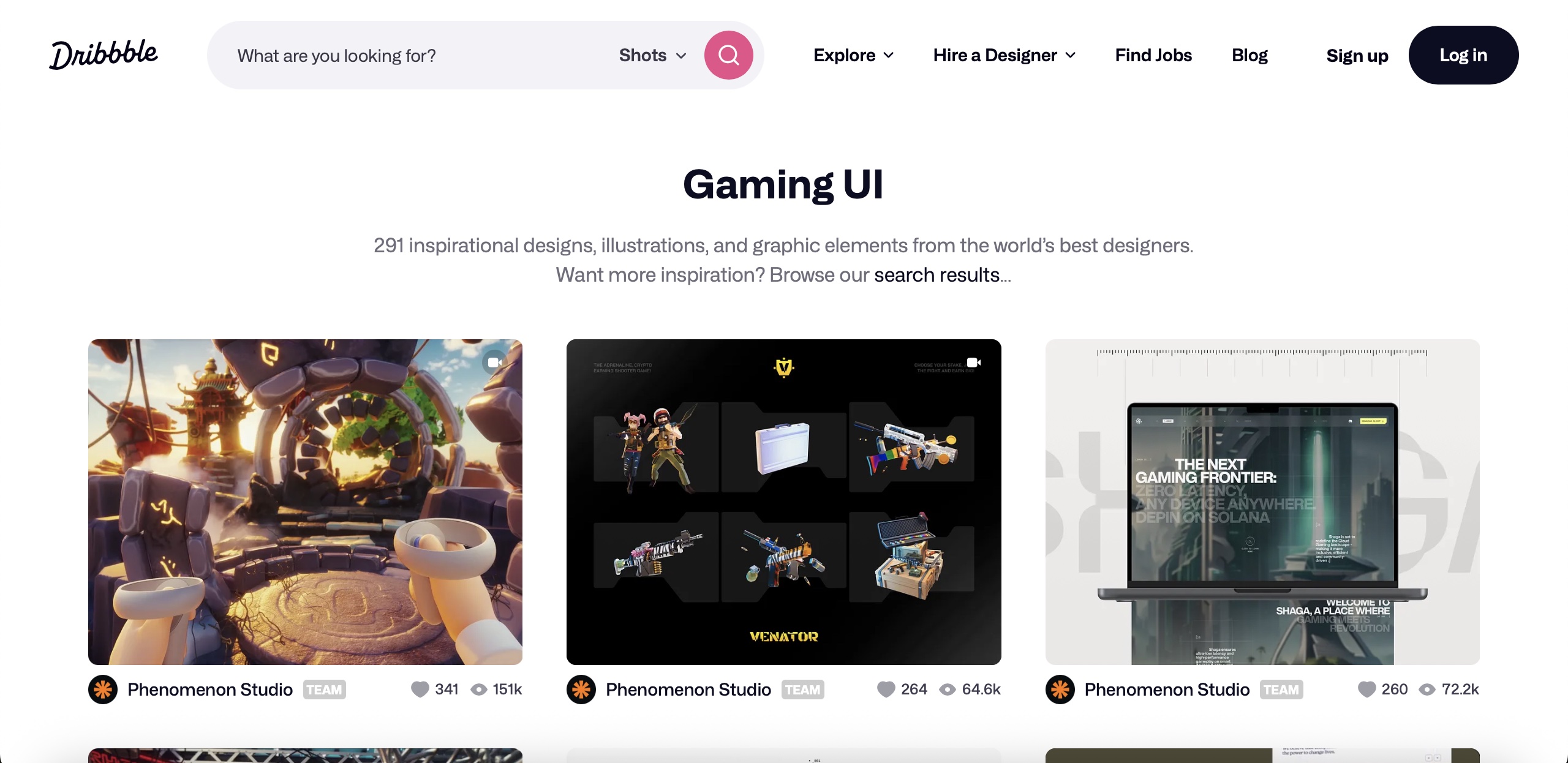 Dribbble Gaming UI
